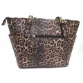LE1009-BROWN LEOPARD VEGAN LEATHER PURSE WITH MATCHING WALLET